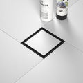 Square Shower Drain 4", Matte Black Floor Drain by Bernkot
