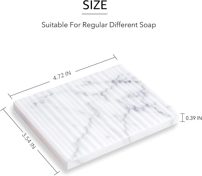 White Marble Soap Dish Holder Jewelry Ring Tray Sink Dish Sponge Holder - Image 2