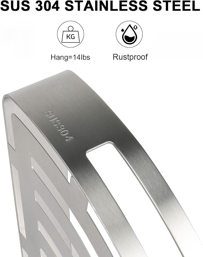 NearMoon Bathroom Shower Caddy 2 Pack, No Drill 304 Stainless Steel Shower - Image 4