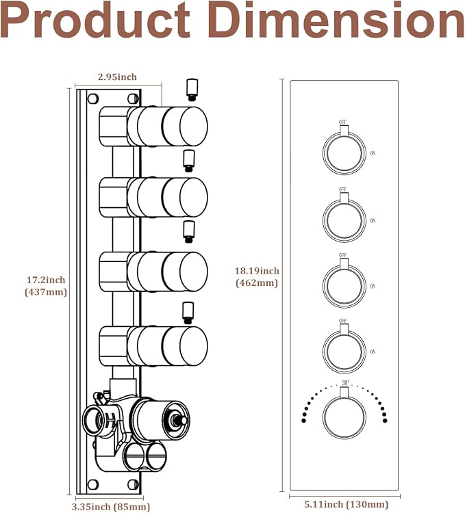 HOMEDEC Black 4-Function Shower Diverter Valve, 4 Ways Thermostatic Brass Mixer - Image 7