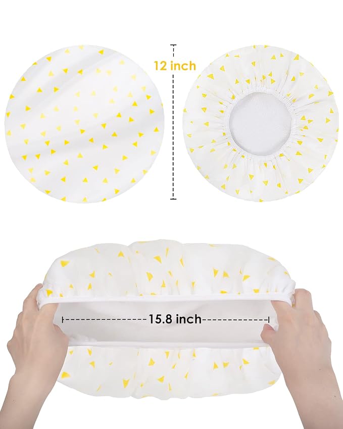 Auban Shower Cap, Shower Cap for Women Terry Cloth Lined EVA Exterior Reusable - Image 2