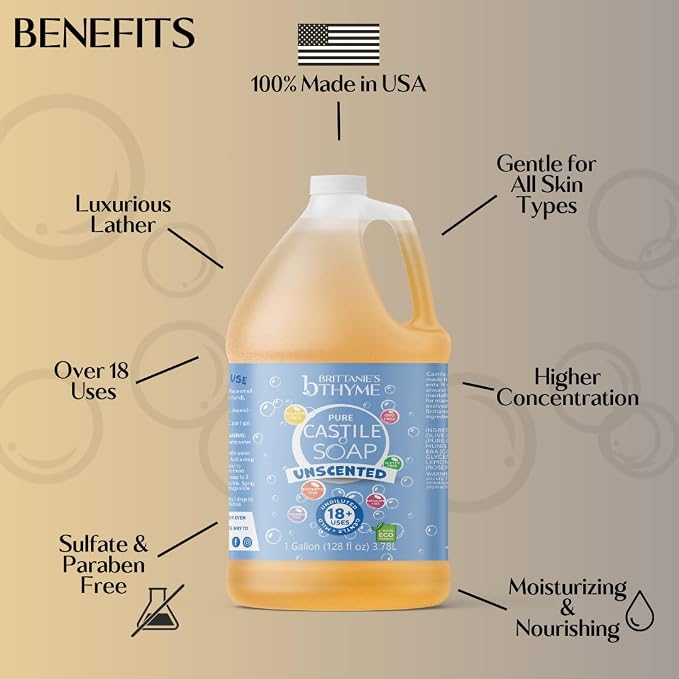 Brittanie's Pure Organic Castile Liquid Olive Oil Soap Refill, 1 Gallon - Image 2
