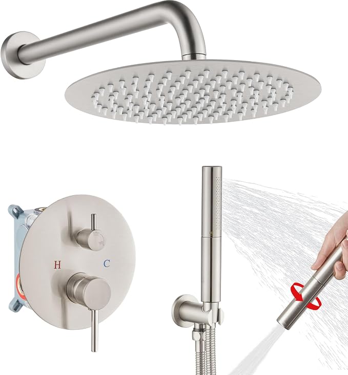 Airuida Shower Fixtures 2 Functions Shower Faucet Set Wall Mounted by Airuida
