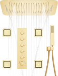 Thermostatic Shower System Brushed Gold Shower Faucet Set by KATAIS