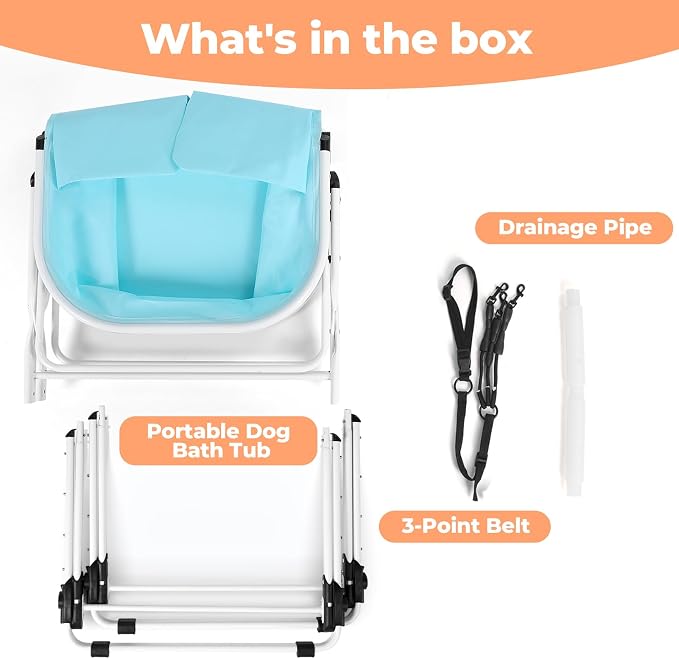 Elevated Portable Dog Bathtub, 5 Height Adjustable Dog Washing Station - Image 7