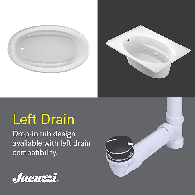 Jacuzzi SIGNATURE Acrylic Drop-In Bathtub, Heated Jet Massage Tub, Slip - Image 6