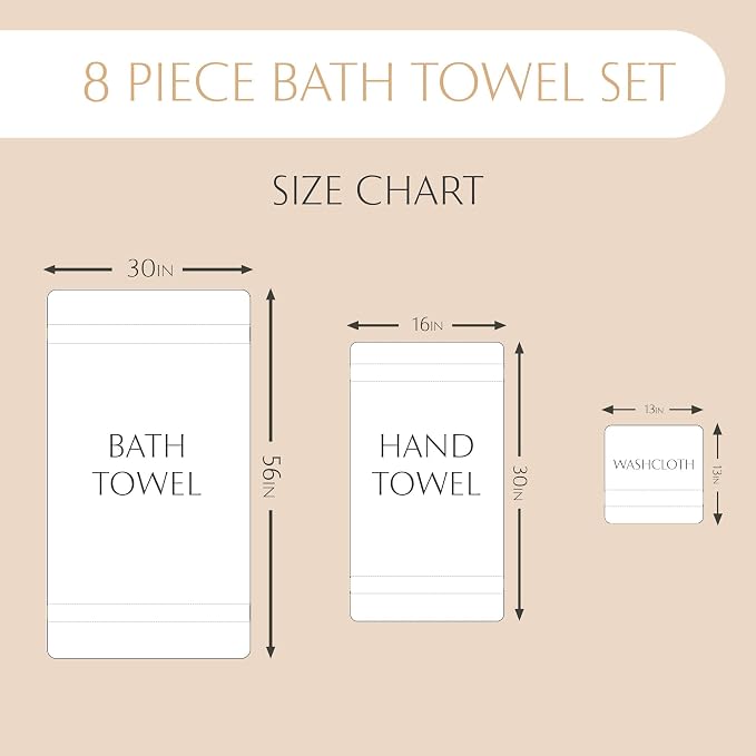 MAURA Ivory Bath Towel Set of 8 - Image 4