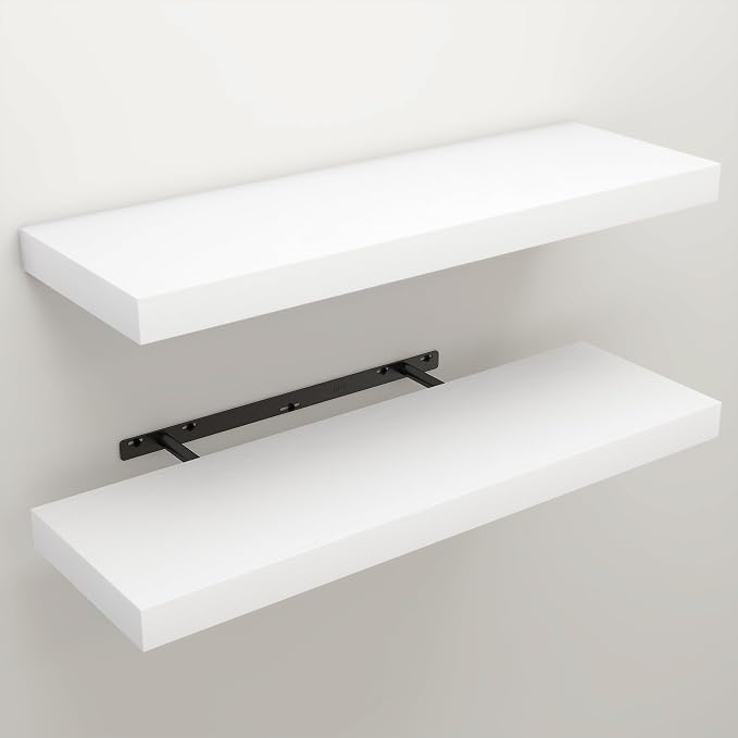 Floating Shelves for Wall, 9.3" Deep Wall Mounted Wood Shelves for Bathroom - Image 3