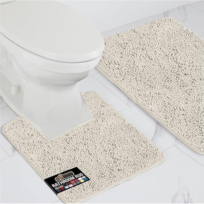 GORILLA GRIP Bathroom Rug Sets, Soft Chenille 2 Piece Area Rugs Set, Toilet by GorillaGrip