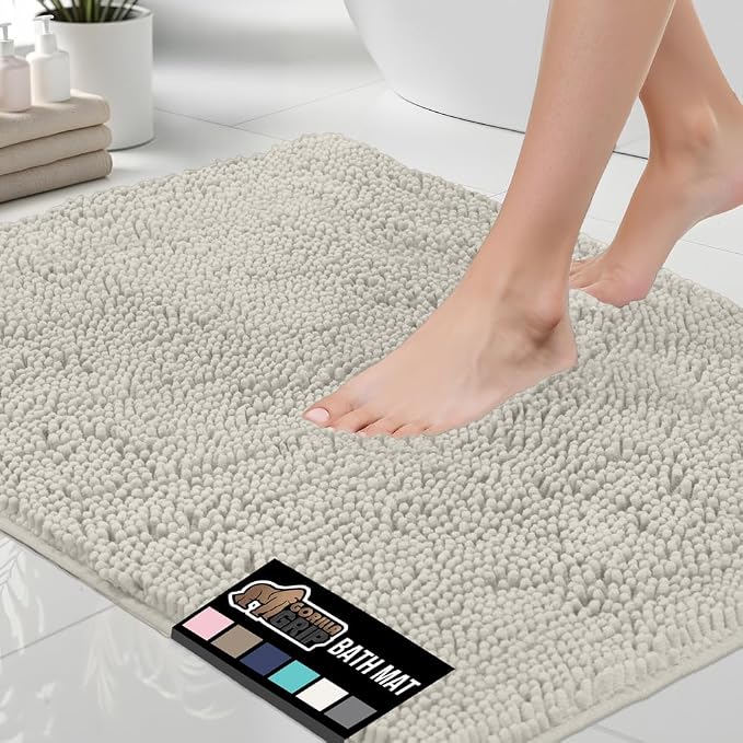 GORILLA GRIP Bath Rug Mat 36x24, Thick Absorbent Chenille, Quick Dry Microfiber by GorillaGrip