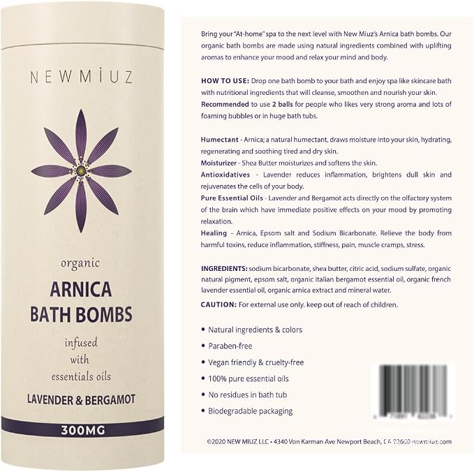 Arnica Bubble Bath Bombs Lavender Bergamot Essential Oils Luxurious Mega - Image 8