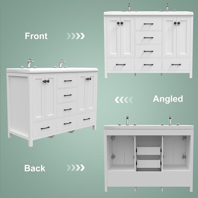 48 Inch Bathroom Vanity with Sink, Bathroom Vanity Cabinet with Doulble Sink - Image 6