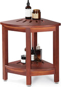 Corner Shower Bench with Shelf, 16.5" H Corner Shower Stool by HouseJoy