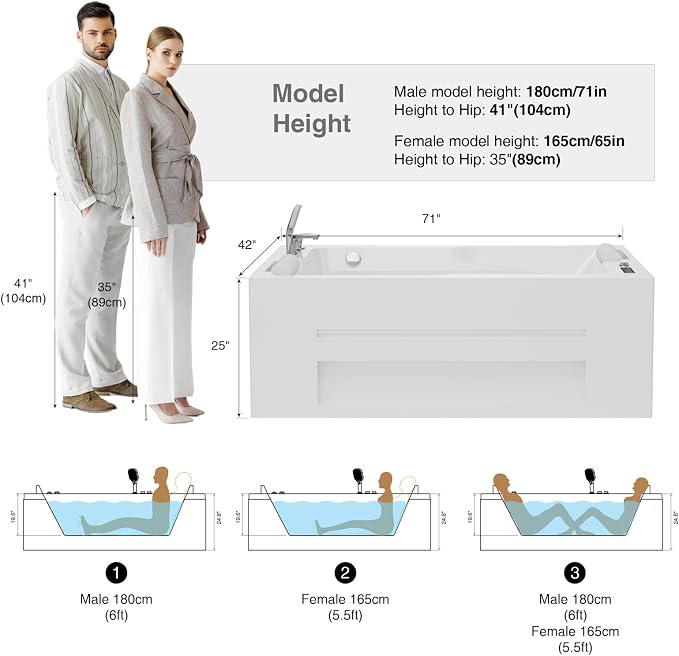 Empava PRO Series Jetted Tub, Luxury 56-Jet Whirlpool Bathtub | Ozone - Image 8