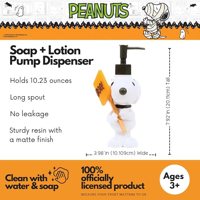 Peanuts Snoopy Soap/Lotion/Hand Sanitizer Resin Pump Dispenser, 10.23 Ounces - Image 2