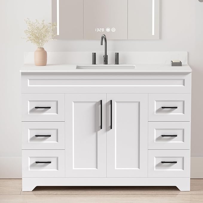 48 Inch Bathroom Vanity with Quartz Countertop -Rectangle Sink & Plywood by Tonyrena