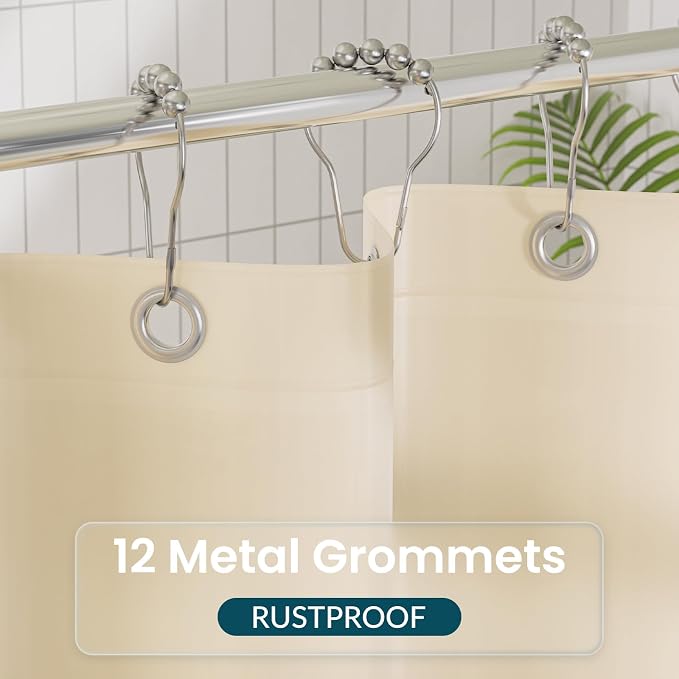 Titanker Plastic Shower Curtain Liner, 72x72 Beige Shower Liner Lightweight - Image 3