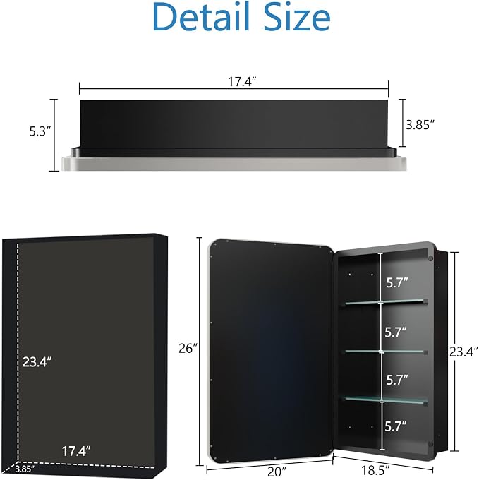 Bathroom Medicine Cabinet, Recessed & Surface Wall Cabinet - Image 2
