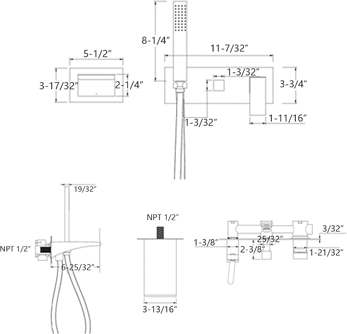 SUMERAIN Wall Mount Tub Faucets, Waterfall Tub Filler Spout - Image 6