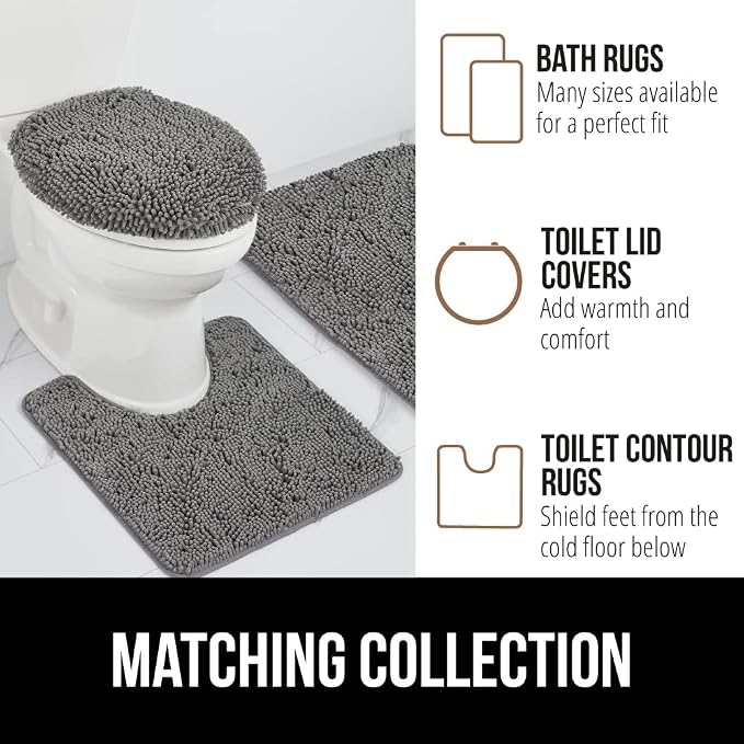 GORILLA GRIP Bath Rug Mat 60x17, Thick Soft Absorbent Chenille, Quick Dry - Image 8