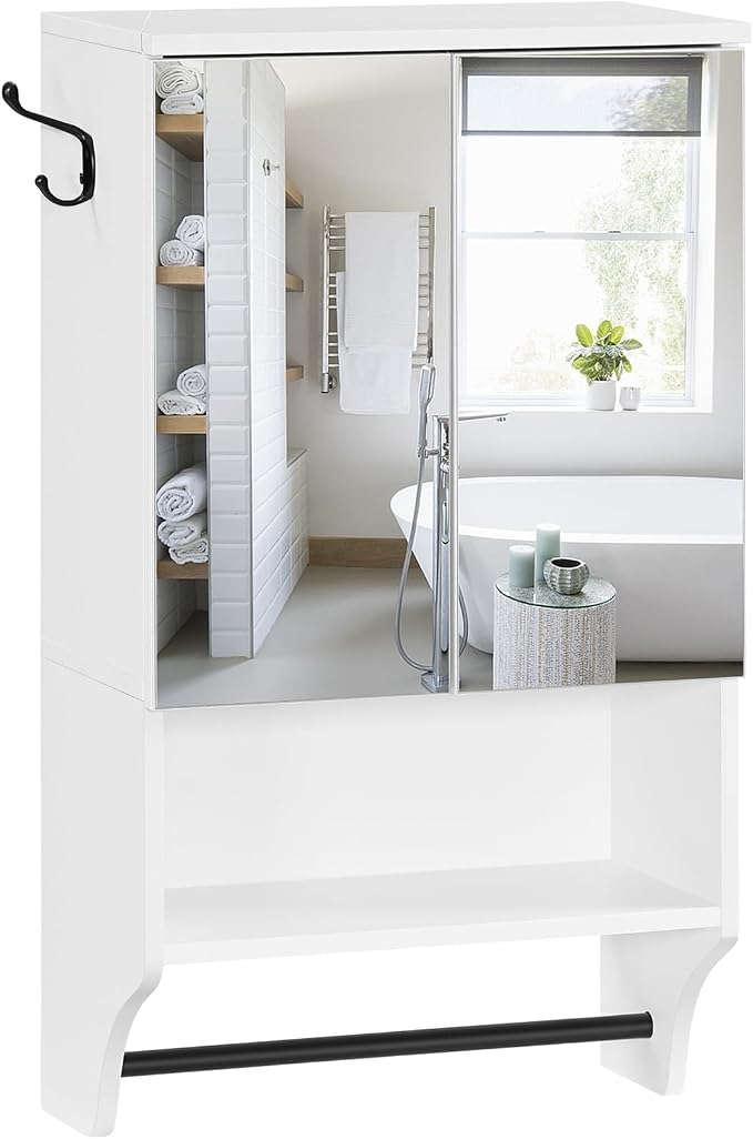 Bathroom Wall Cabinet with Mirror, Medicine Cabinet with 2 Door and Adjustable - Image 9