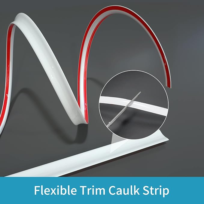 Flexible Trim Caulk Strip Wall Moulding Trim, 1/2 in x10 Ft Peel and Stick Trim - Image 4
