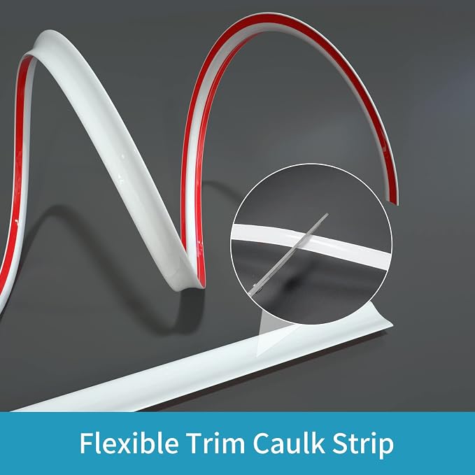 Flexible Trim Caulk Strip Wall Moulding Trim, 1/2 in x16 Ft Peel and Stick Trim - Image 2
