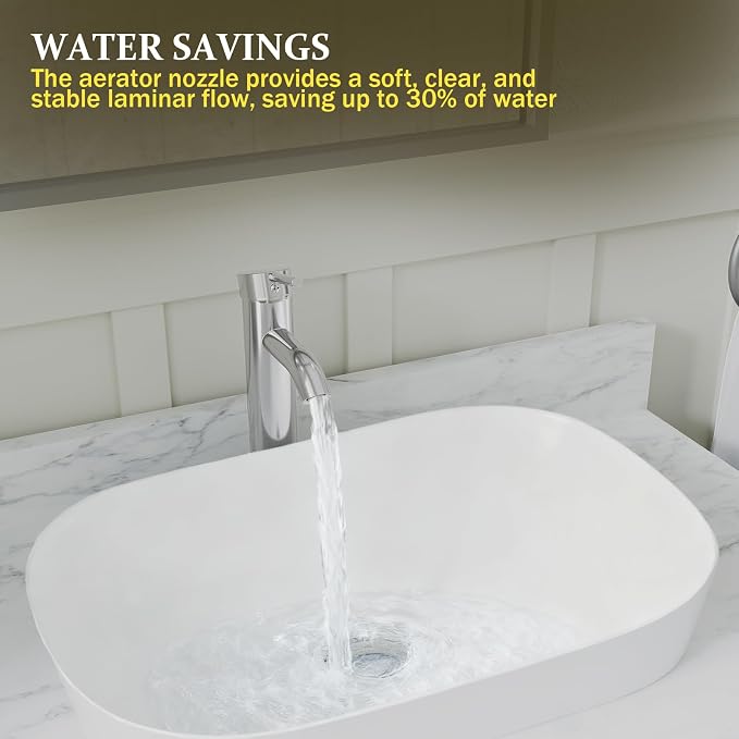 Chrome Bathroom Faucets, Vessel Sink Faucet Single Hole Single Handle Modern - Image 7