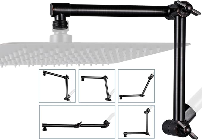 G-Promise 13 Inch Shower Head Extension Arm, Solid Brass Height & Angle by G-Promise