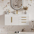 homary 35" White Floating Bathroom Vanity Set, Wall-Mounted Single Sink Cabinet by Homary
