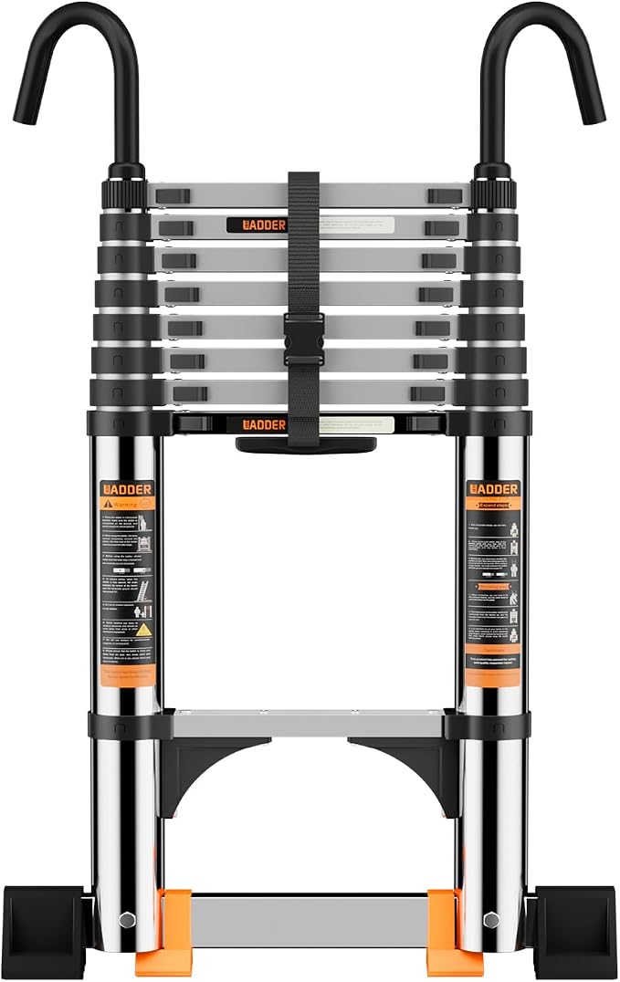 Telescoping Ladder, with Stable Hook and stabilizer barand, 10.5 FT Extension by Unknown