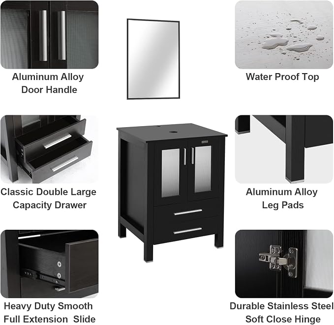 eclife 48" Modern Bathroom Vanity Sink Combo Freestanding Cabinet - Image 3