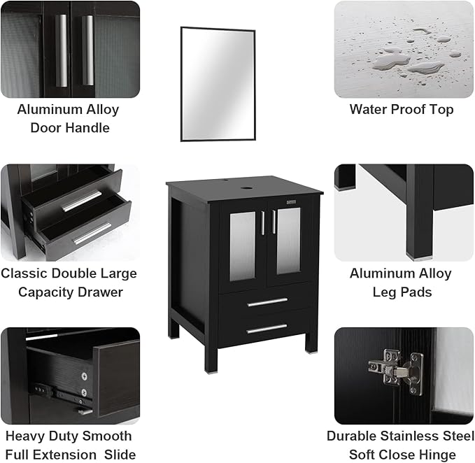 eclife 84" Modern Bathroom Vanity Sink Combo Freestanding Cabinet - Image 4