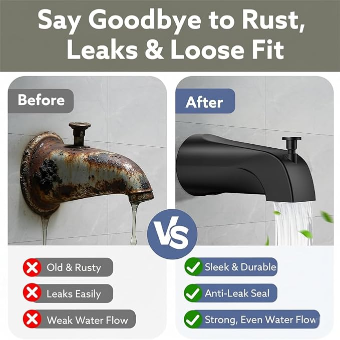 Tub Spout with Diverter, Bathtub Faucet Spout Replacement, Tub Faucet Set - Image 5