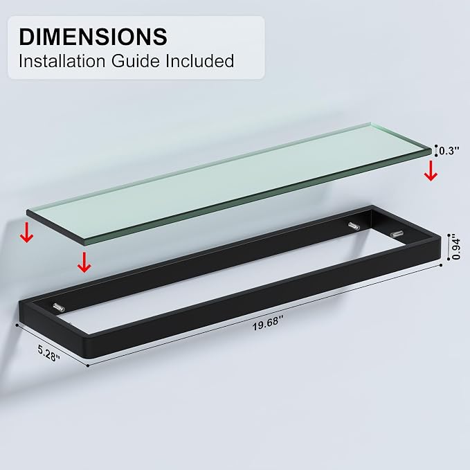 Glass Shelves/Shelf with Towel Bar/Rack 20-inch Floating Shelves - Image 3