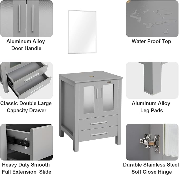 eclife 48" Modern Bathroom Vanity Sink Combo Freestanding Cabinet - Image 4
