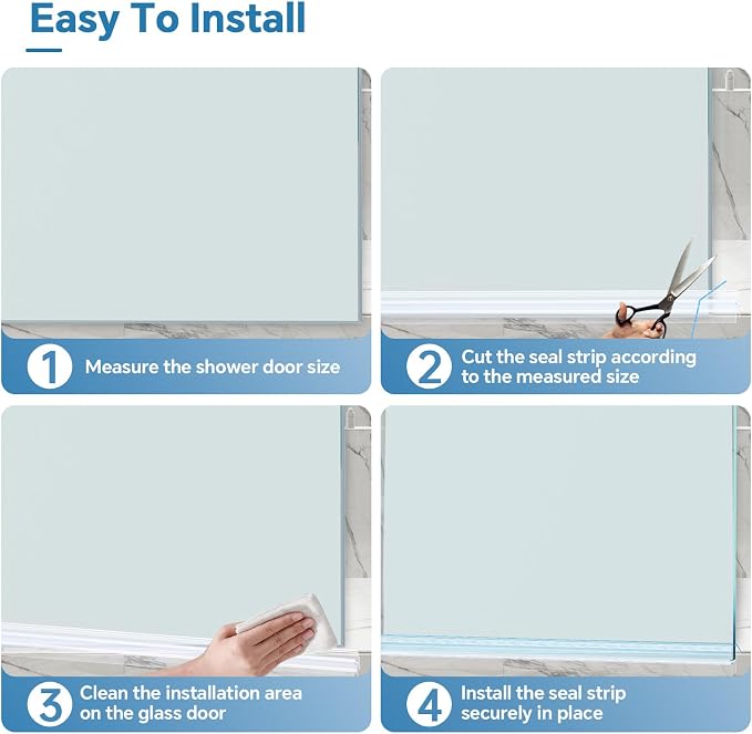 Shower Door Bottom Seal Strip, Fits 10mm Thick Glass, Prevents Leaks, Easy - Image 5