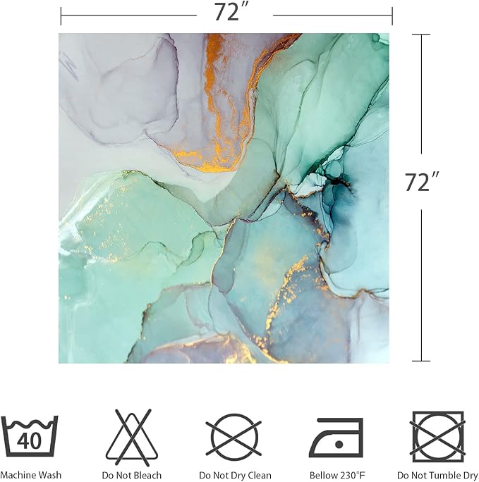 Gibelle Abstract Marble Shower Curtain, Modern Ink Art Decor Waterproof Fabric - Image 7