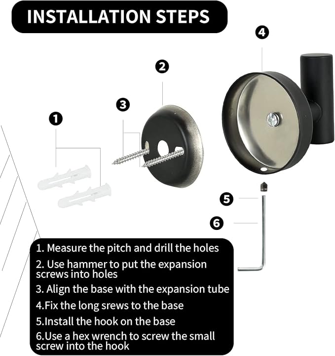 Vuzvuv 2-Pack Matte Black Wall-Mounted Towel Hooks, SUS304 Stainless Steel - Image 3