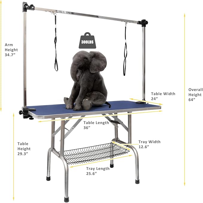 ROOMTEC 36" Dog Grooming Table, Foldable Home Pet Bathing Station - Image 2