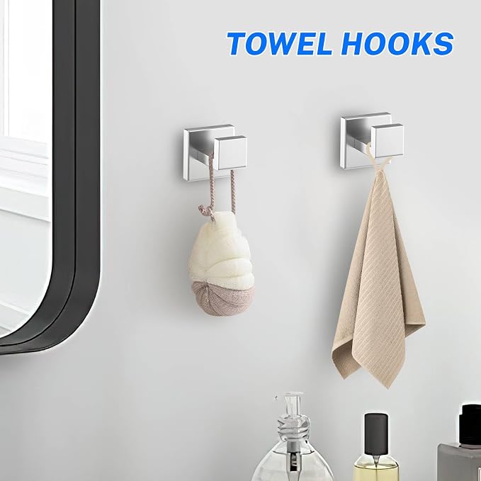 5 Pieces Brushed Nickel Towel Bar Set Bathroom Hardware Accessories Set Include - Image 5