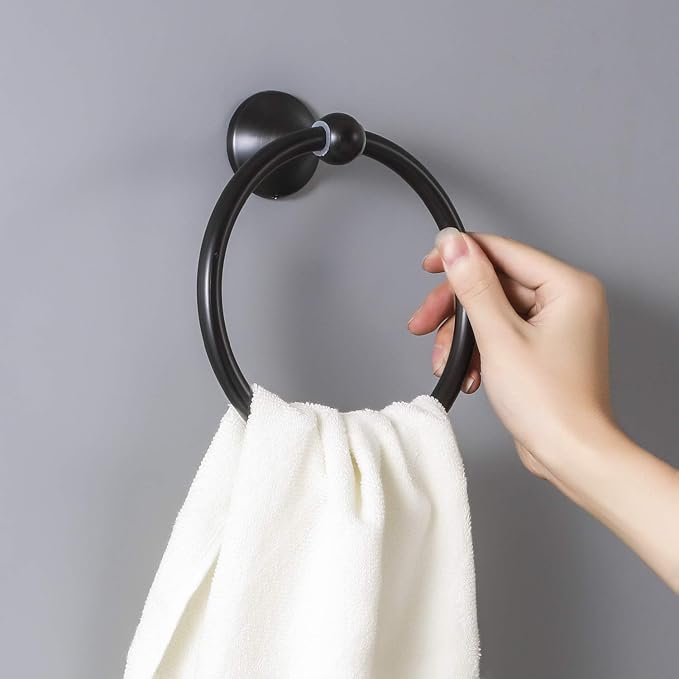 Bathroom Accessory Set, Matte Black Adjustable Expandable Towel Bar 4-Piece - Image 9