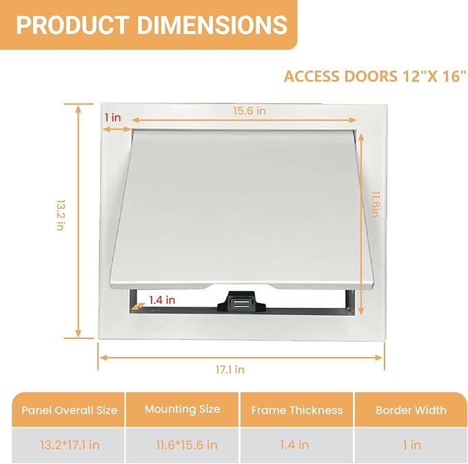 Access Doors Panel 12 x 16 inch Aluminum Alloy Access Door - Image 2