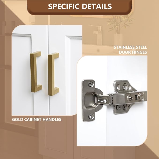 Bathroom 30" Vanity with Ceramic Sink, Wooden Double Door Bathroom Storage - Image 8
