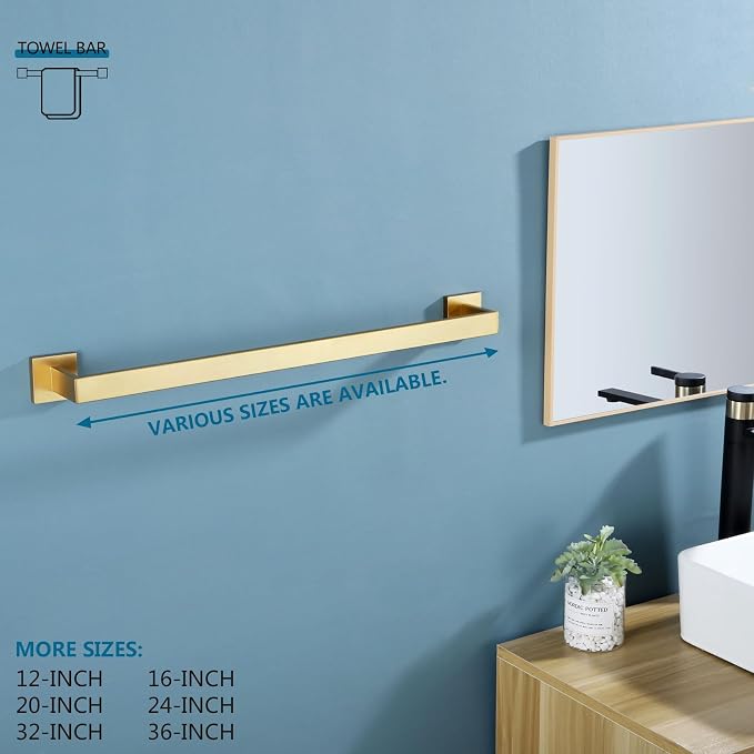 KOKOSIRI 24-Inch Single Towel Bar, Bathroom Kitchen Towel Holder, Wall Mounted - Image 3