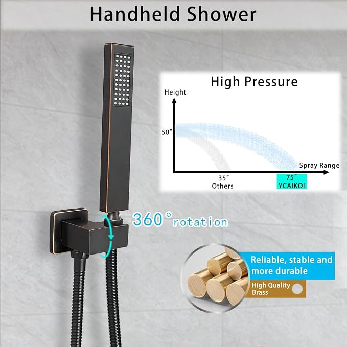 Oil Rubbed Bronze Shower System YCAIKOI Wall Mount Shower Faucet Set - Image 4