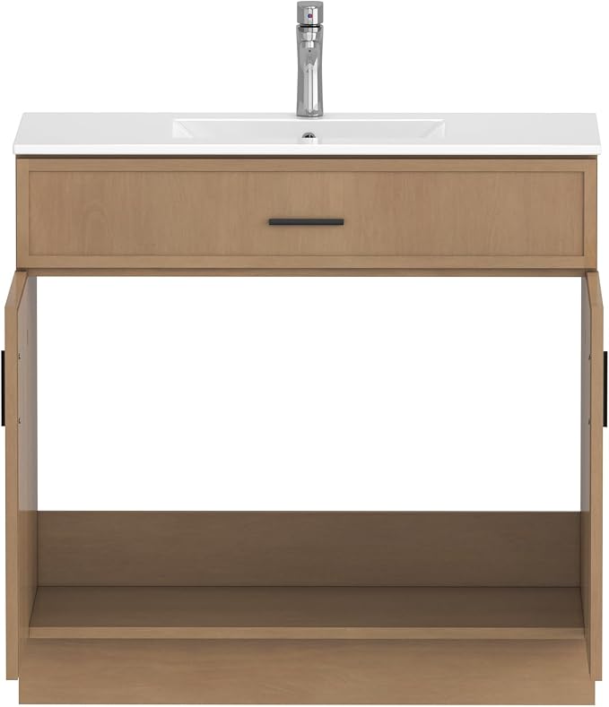 36 Inch Bathroom Vanity Without Sink, Freestanding Wood Farmhouse Cabinet - Image 6