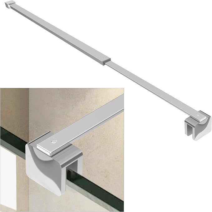 Shower Door Glass Support Bar, 26.96" to 48.54" Adjustable Stainless Steel by AquivaCoast