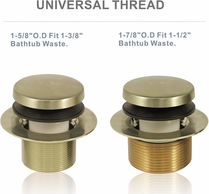 Gold Brushed Tub Drain Tip-Toe Tub Trim Set Conversion Kit Assembly, Hidrop - Image 4