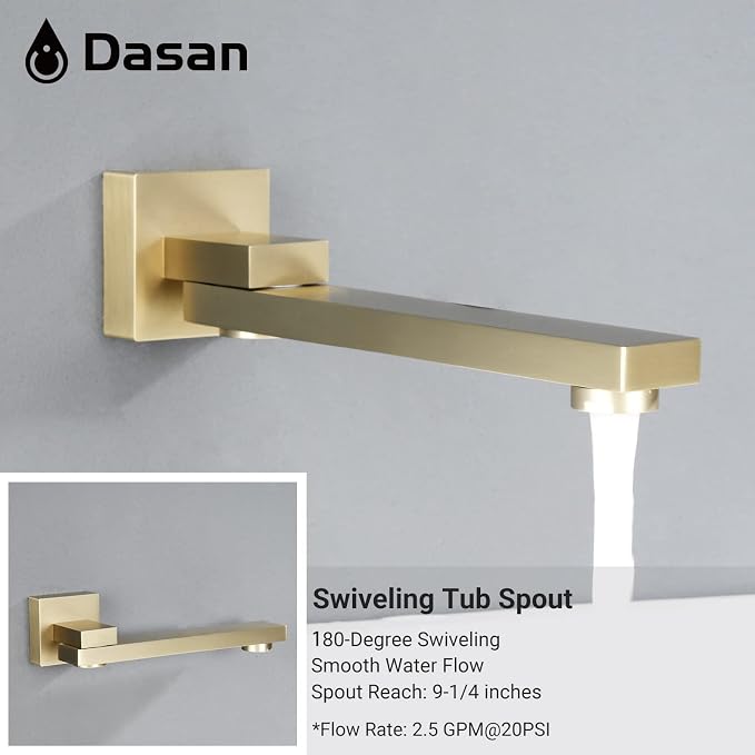 DASAN Tub Shower Faucets Sets Complete Brushed Gold Bathtub Shower System - Image 5